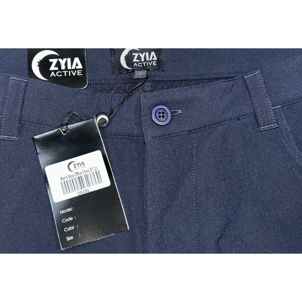 NWT ZYIA Mens Large‎ 32" Inseam Navy Office Chino Pants Stretch - Picture 4 of 7